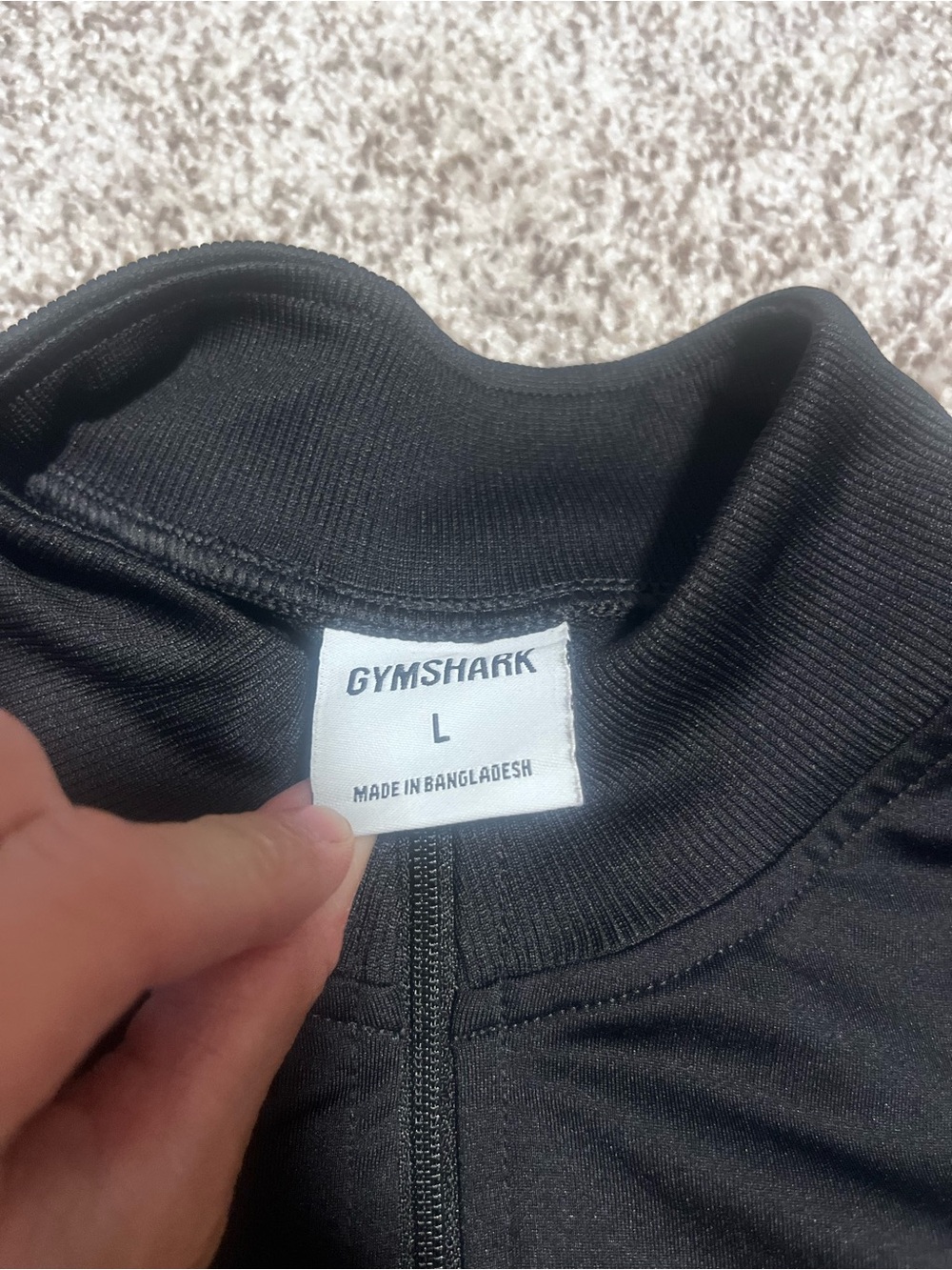 Gymshark Black Cropped Zip Athletic Jacket White Trim Logo Band Women’s Large - Picture 5 of 9